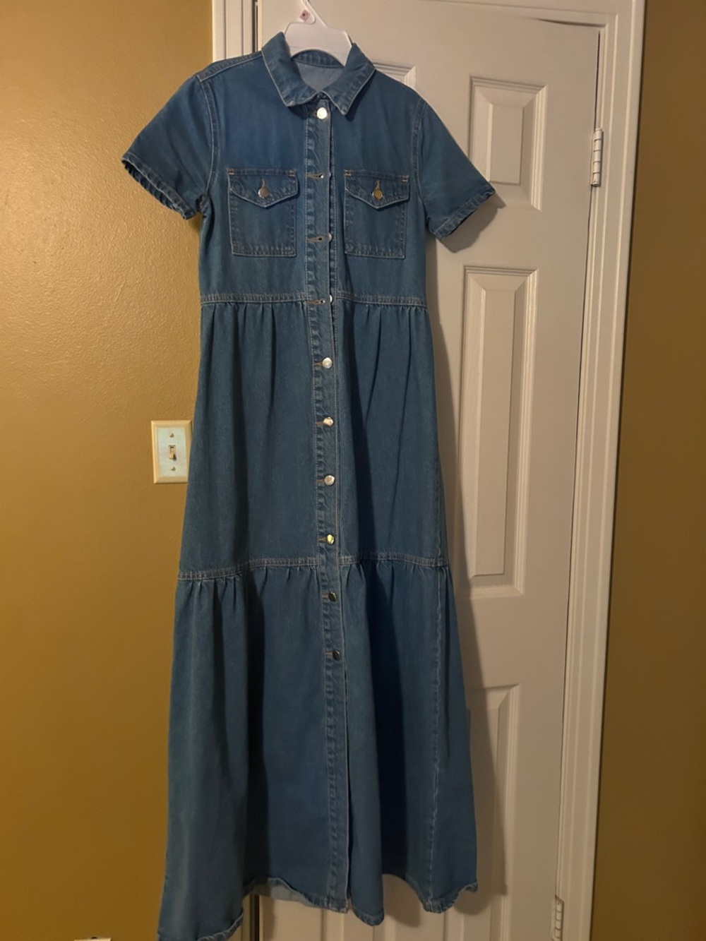 SHEIN Blue Denim Button-Front Maxi Dress